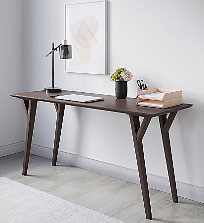 Realspace&reg; Trezza 60"W Writing Desk, Warm Walnut