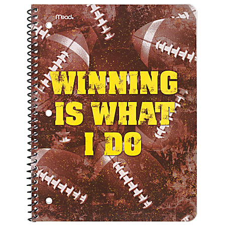 Mead® Sports Spiral-Bound Notebooks, 9" x 10 1/2", 60 Pages (30 Sheets), Assorted Designs