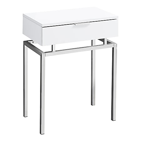 Monarch Specialties Accent Table, Rectangular, White/Chrome