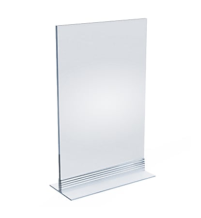 Azar Displays Acrylic T-Strip Vertical/Horizontal Sign Holders, 11" x 7", Clear, Pack Of 10 Sign Holders