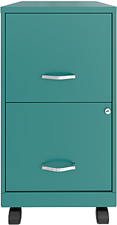 Space Solutions 18in Deep 3 Drawer Mobile Metal File Cabinet Teal