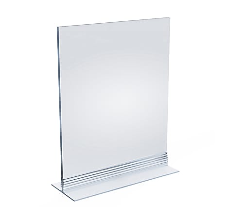 Azar Displays Acrylic T-Strip Vertical/Horizontal Sign Holders, 8" x 10", Clear, Pack Of 10 Sign Holders