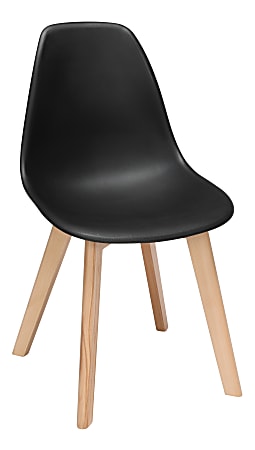 OFM 161 Collection Mid-Century Modern Molded Dining Chairs, Black, Set of 4 Chairs