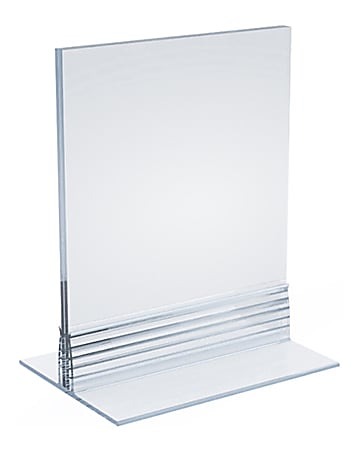 Azar Displays Acrylic T-Strip Vertical/Horizontal Sign Holders, 4"L  x 5"H, Clear, Pack Of 10 Sign Holders