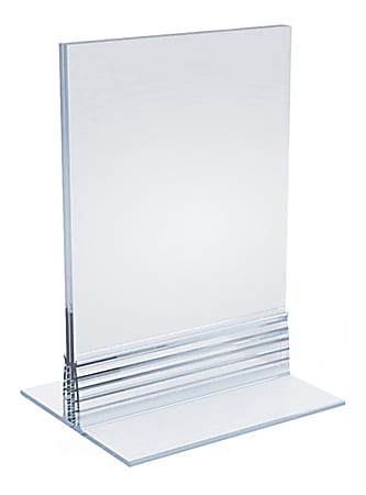 Azar Displays Acrylic T-Strip Vertical/Horizontal Sign Holders, 3-1/2" x 5", Clear, Pack Of 10 Sign Holders