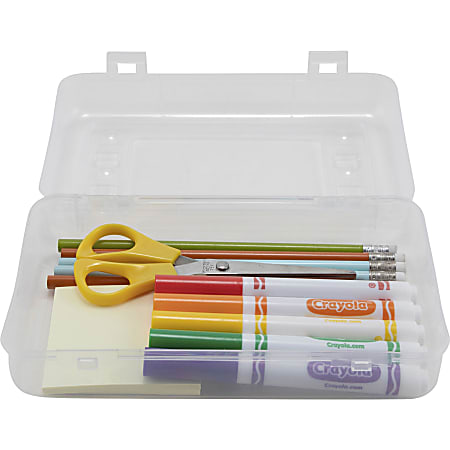 Advantus Textured Slider Pencil Box Assorted Colors - Office Depot