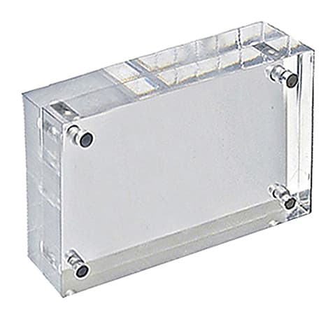 Azar Displays Imperial Acrylic Block Sign Holder, 3"H x 4-1/2"W x 1-1/2"D, Clear