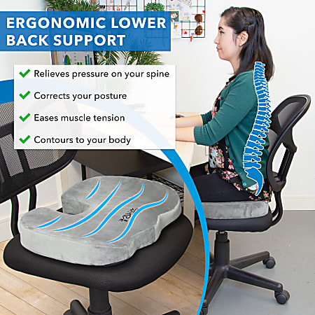 Mount It ErgoActive Cooling Gel Seat Cushion Foam 13 1316 H x 17 34 W x 3 D Gray Office Depot