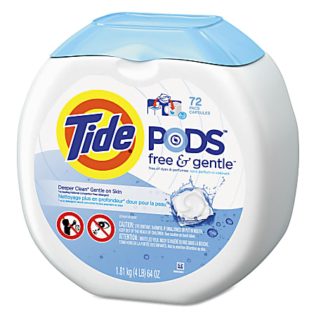 Tide® Free & Gentle™ Laundry Detergent Pods, 72 Pods Per Pack, Case Of 4 Packs
