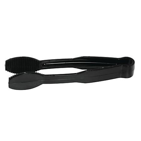 Cambro Plastic Tongs, Flat Grip, 6", Black, Pack