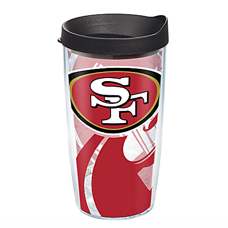 Tervis NFL Tumbler With Lid, 16 Oz, San Francisco 49ers, Clear