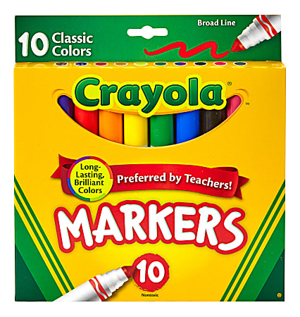 Crayola® Broad Line Markers, Assorted Classic Colors, Box Of 10