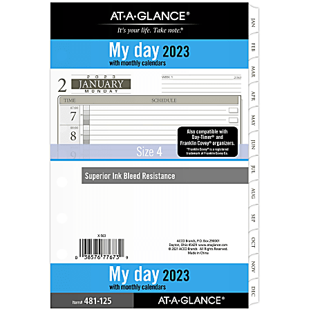AT-A-GLANCE 2023 RY Daily Planner One Page Per Day Refill, Loose-Leaf, Desk Size, 5 1/2" x 8 1/2"