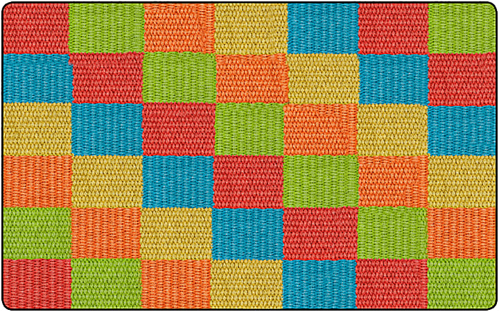 Flagship Carpets Basketweave Blocks Classroom Rug, 7 1/2' x 12', Multicolor