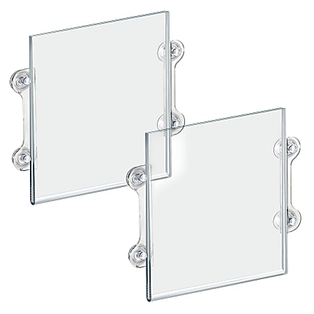 Azar Displays Acrylic Sign Frames With Suction Cups, 14"H x 11"W x 1/4"D, Clear, Pack Of 2 Frames