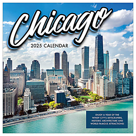 2025 TF Publishing Monthly Wall Calendar, 12” x 12”, Chicago, January 2025 To December 2025