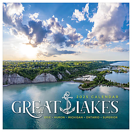 2025 TF Publishing Monthly Wall Calendar, 12” x 12”, Great Lakes, January 2025 To December 2025