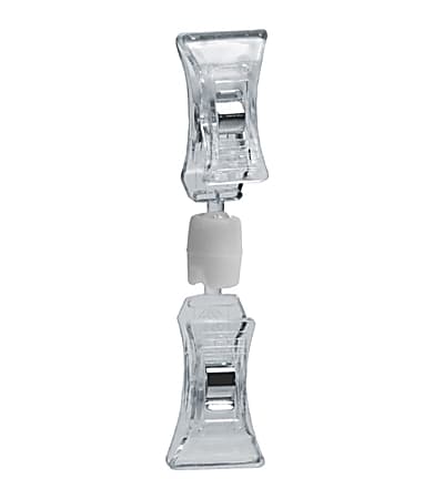 Azar Displays Double Clip-On Sign Holders, 3-1/2” x 3/4”, Clear, Pack Of 10 Holders