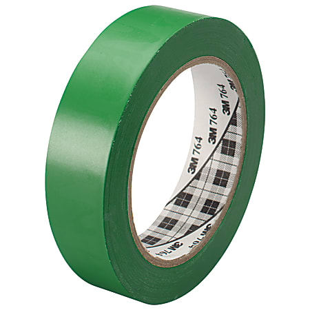 3M™ 764 Vinyl Tape, 3" Core, 1" x 36 Yd., Green, Case Of 6