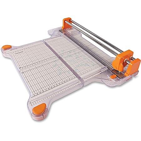 Fiskars ProCision Rotary Bypass Trimmer - Cuts 15Sheet - 12.50" Cutting Length - 9.3" Height x 19" Width x 5" Depth - Plastic Base - White, Titanium, Orange