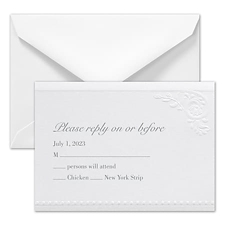 Custom Premium Wedding & Event Response Cards With Envelopes, 4-7/8" x 3-1/2", Divine Day, Box Of 25 Cards