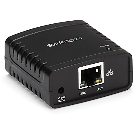 StarTech.com 10/100Mbps Ethernet to USB 2.0 Network LPR Print Server - USB Print Server with 10Base-T/100Base-TX Auto-sensing - 1 x USB - 1 x Network (RJ-45) - Fast Ethernet - External