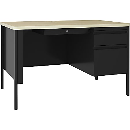 Lorell® Fortress Series 48"W Right-Pedestal Desk, Black Maple