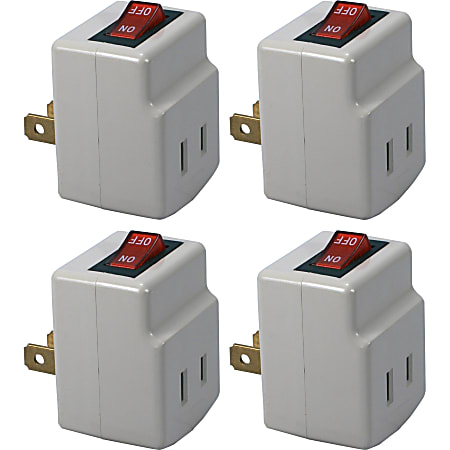 QVS 4-Pack Single-Port Power Adaptor with Lighted On/Off