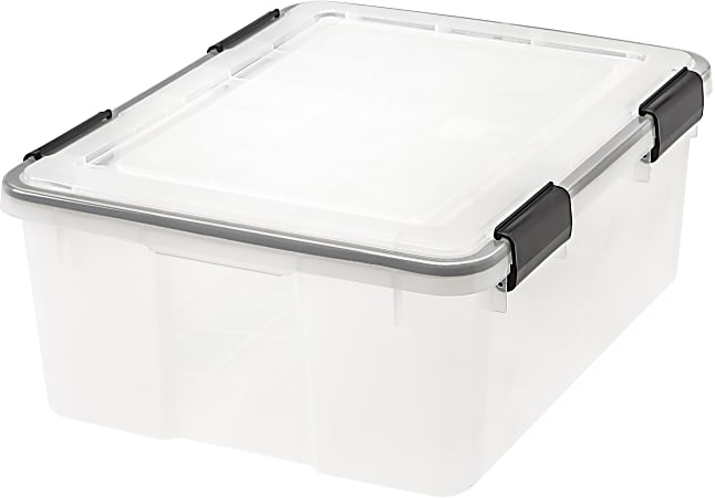 IRIS® Weathertight® Storage Container, 30 Quarts, 7 3/4 x 15 3/4 x 19  3/4, Clear