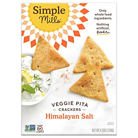 Simple Mills Pita Crackers, Himalayan Salt Veggie, 4.25 Oz, Total Qty 6