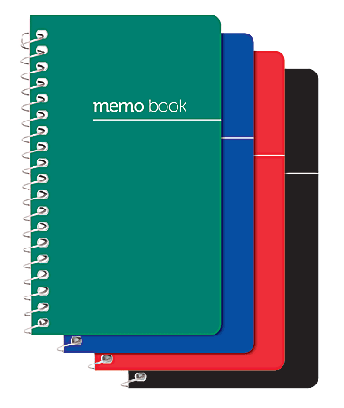 Office Depot® Brand Wirebound Side-Opening Memo Books, 3" x 5", College Ruled, 60 Sheets, Assorted Colors (No Color Choice), Pack Of 3