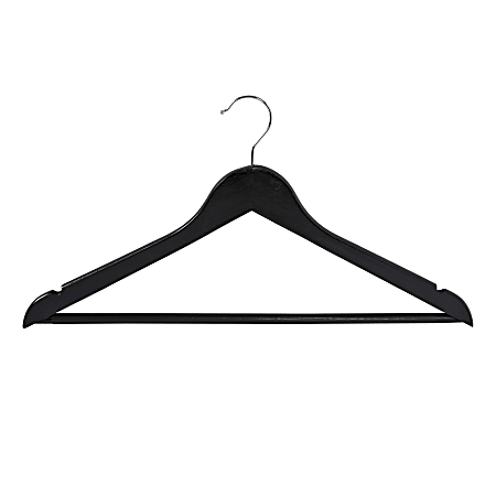 Honey Can Do Wood Hangers, Black, Pack Of 24 Hangers