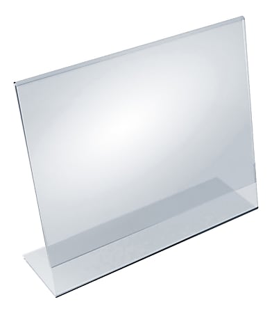 Azar Displays Acrylic Horizontal L-Shaped Sign Holders, 11"H x 14"W x 3"D, Clear, Pack Of 10 Holders
