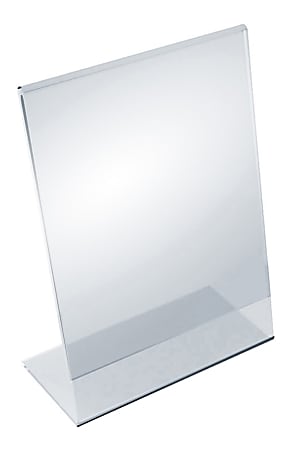 Azar Displays Acrylic Vertical L-Shaped Sign Holders, 11"H x 7"W x 3"D, Clear, Pack Of 10 Holders