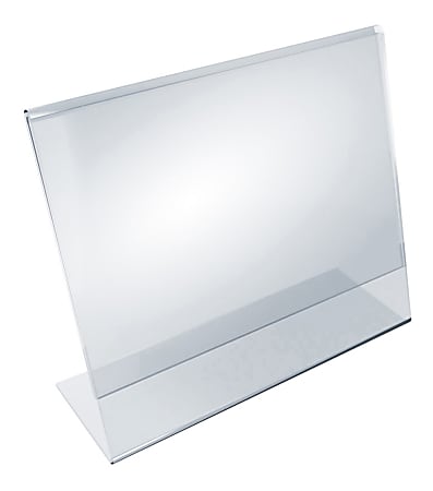Azar Displays Acrylic Horizontal L-Shaped Sign Holders, 7"H x 11"W x 3"D, Clear, Pack Of 10 Holders