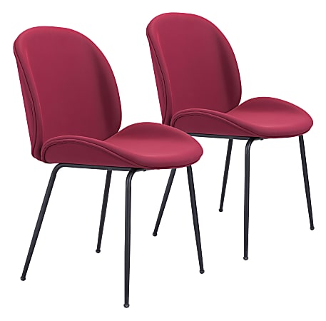 Zuo Modern Miles Dining Chairs, Red/Black, Set Of 2 Chairs