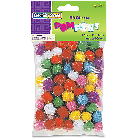 100 Stuks Groene Glitter Pompons 25mm - Mini Kunst Pompon Set Voor Knutselen & Decoratie