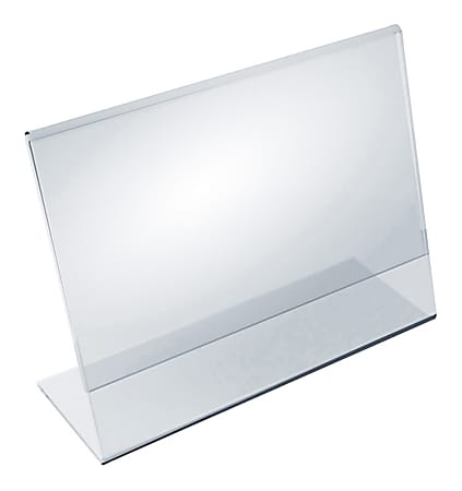 Azar Displays Acrylic Horizontal L-Shaped Sign Holders, 5"H x 7"W x 3"D, Clear, Pack Of 10 Holders