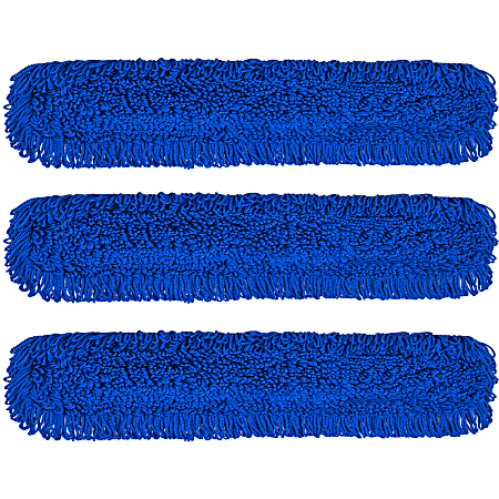 Gritt Commercial Microfiber Looped Dust Mop Pad Head, 48", Blue, Pack Of 3 Pad Heads