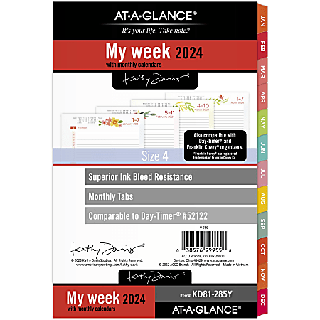  2024 Weekly & Monthly Planner Refill for 8 Discbound Planners,  Two Pages Per Week, Junior Size, 5-1/2x8-1/2 : Office Products