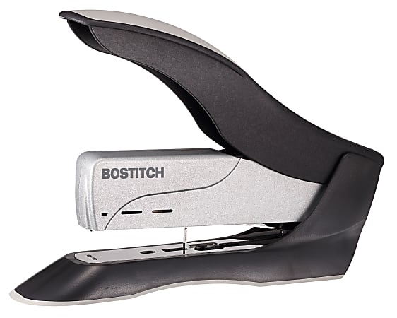 Spring-Powered Premium Heavy-Duty Stapler, 100-Sheet Capacity, Black/Silver
