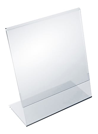 Azar Displays Acrylic Vertical L-Shaped Sign Holders, 6"H x 5"W x 3"D, Clear, Pack Of 10 Holders