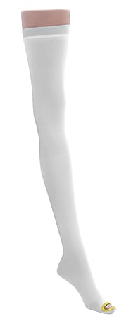 Medline EMS Nylon/Spandex Thigh-Length Anti-Embolism Stockings, Small Long, White, Pack Of 6 Pairs