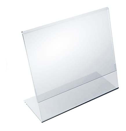 Azar Displays Acrylic Horizontal L-Shaped Sign Holders, 5"H x 6"W x 3"D, Clear, Pack Of 10 Holders