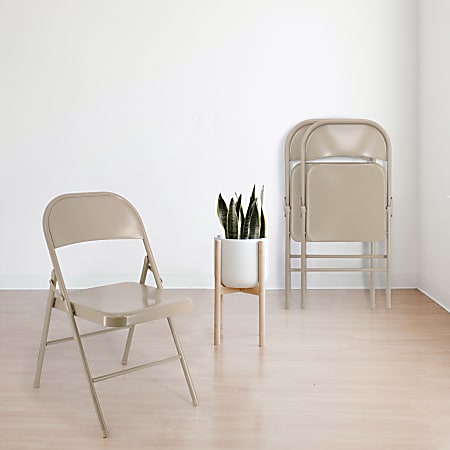 Elama Indoor And Outdoor Metal Folding Chairs Beige Set Of 4