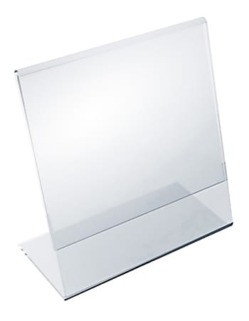Azar Displays Acrylic Horizontal/Vertical L-Shaped Sign Holders, 5"H x 5"W x 3"D, Clear, Pack Of 10 Holders