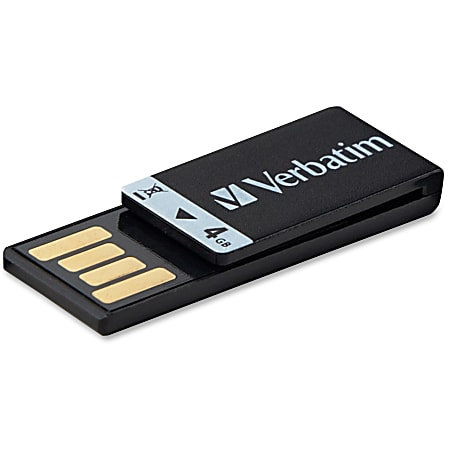 Verbatim 4GB Clip-It USB Flash Drive - Black - 4GB - Black - 1pk