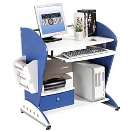 Techni Mobili Teen Computer Desk, 34"H x 24"D x 40"W, Blue/White