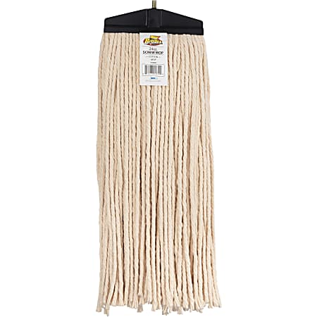 Genuine Joe Screw Mophead - Cotton - White - 1 Each