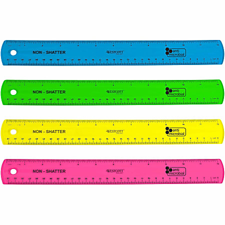 Westcott 6 Plastic Ruler, Assorted Colors (2 pack) (00414)